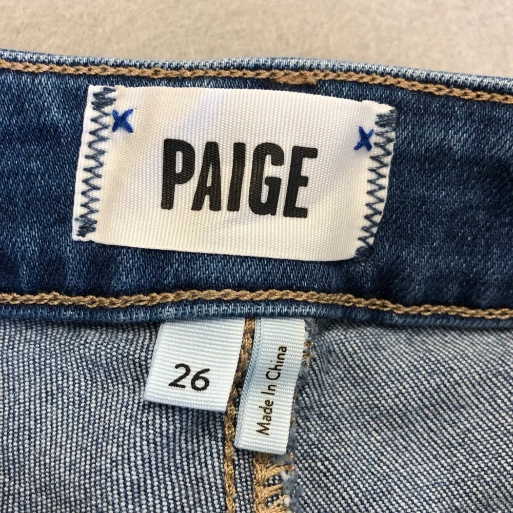 Paige Jax Knee Shorts Womens 26 2 Blue Denim Stretch Distressed Mid Rise‎